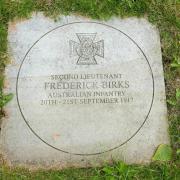 A memorial stone to Frederick Birks in Buckley Coronation Gardens