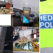 Findings during the operation (left - Image; North Wales Police), and a police jacket