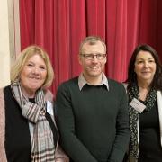 Rona Aldrich, society business officer; speaker Dr Shaun Evans; and Julia Hughes, chair of the society. Picture: Cymdeithas Hanes Lleol Llandyrnog & Llangwyfan Local History Society