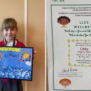 Libby Jones with her design and, right, her certificate.