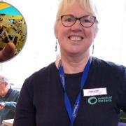 Anne Lewis, organiser of the Ruthin Repair Café and, inset, a family heirloom clock mechanism in the careful hands of John Miller.
