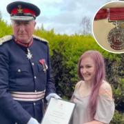 Due to the community nature of British Empire Medals (BEM), they are presented locally by Lord-Lieutenants (Her Majesty’s local representative). Bethan is pictured receiving her BEM. (Image: Bethan Owen)