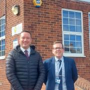 Gareth Davies MS with Denbigh High School headteacher Glen Williams