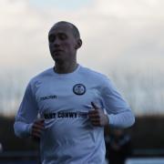 Kieran Smith warming up prior to the game. Picture: Bala Town FC