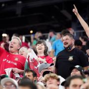 Wrexham fans cheer during the first half of the match against Manchester United in San Diego, USA.