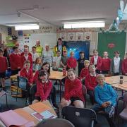 John Andrew Jones and Jack Tweedie, joined Cllr Anne Roberts at Ysgol Borthyn to speak to pupils from Years 5 and 6.