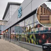 Co-op in Wrexham and, inset, Wrexham Magistrates Court