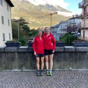Jo Henderson (left) representing Wales in Italy.