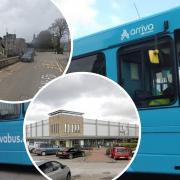 Main picture: Arriva Bus Wales and inset: Llandegla village and the Tweedmill in St Asaph