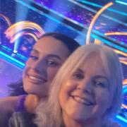 Susan and her daughter Amber on the Dancing on Ice set