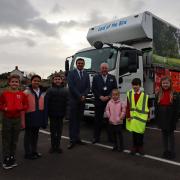 Denbigh youngsters received their prizes along with a chance to have a firsthand look at a one of the new recycling vehicles