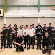 All the competing Denbigh High teams, along with Miss Jodie Cameron, Mr Gareth Jones and Mr Tom Turner from the D&T department