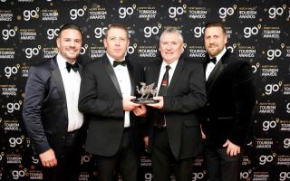 Go Attraction of the Year sponsored by SF Parks was won by Llangollen Railway, from left, Jonathan Seldon,of the sponsors, Tom Taylor, General Manager of the Railway, Phil Coles, Chairman, and Oliver Seldon.